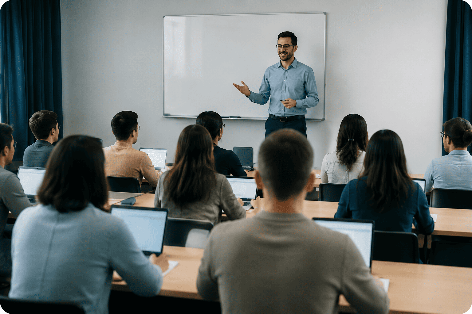 Teacher presenting to students
