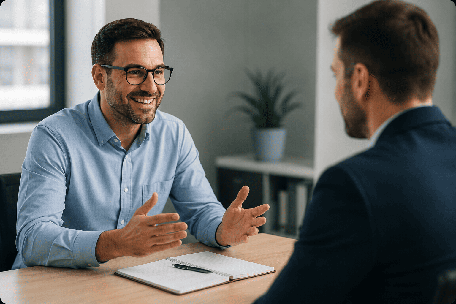 Consultant speaking with a client